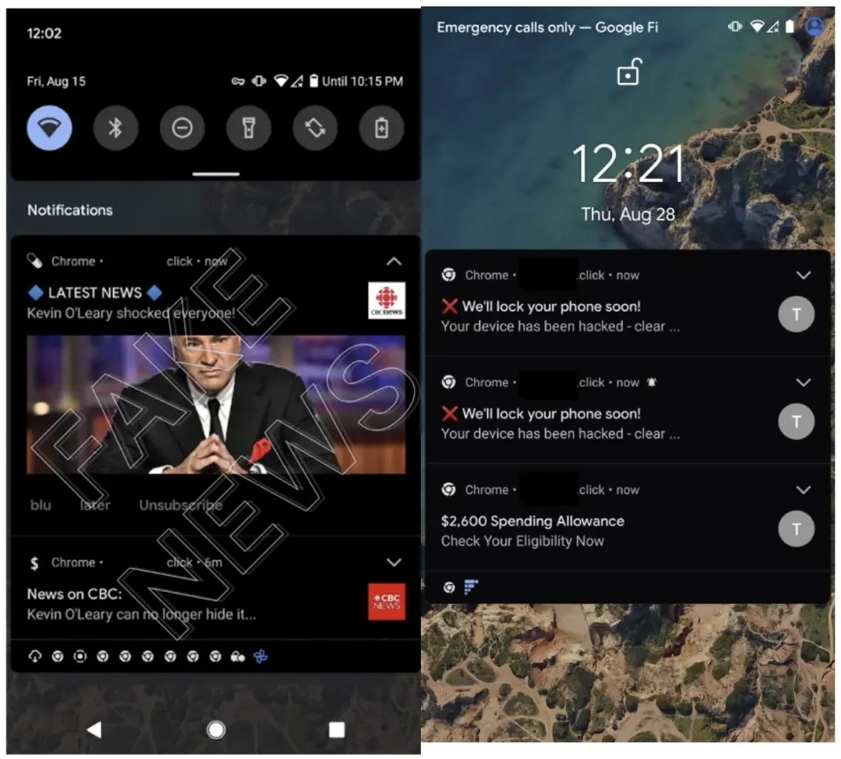 Ένα παράδειγμα ψευδών πληροφοριών που περιλαμβάνονται στις ειδοποιήσεις που λαμβάνονται από αυτό το εμπορικό δίκτυο προώθησης (Πηγή - Infoblox) 